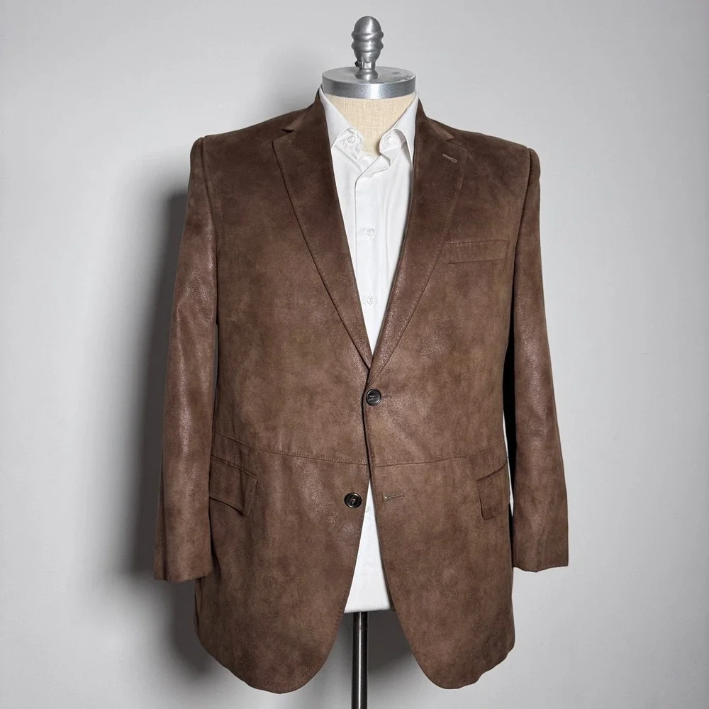 Jack Victor Sport Coat‎ Mens 46R Brown Solid Faux Suede 2-Button Blazer Canada